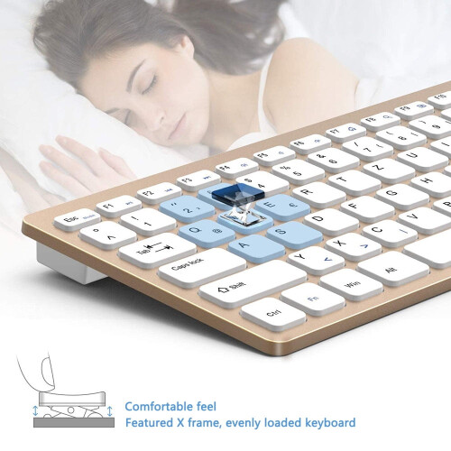 Teclado e Mouse Sem Fio - Conjunto de Teclado e Mouse Sem Fio Compacto e Ergonômico USB 2.4G para PC, Computador, Laptop, Windows, Mac e MacBook, 1