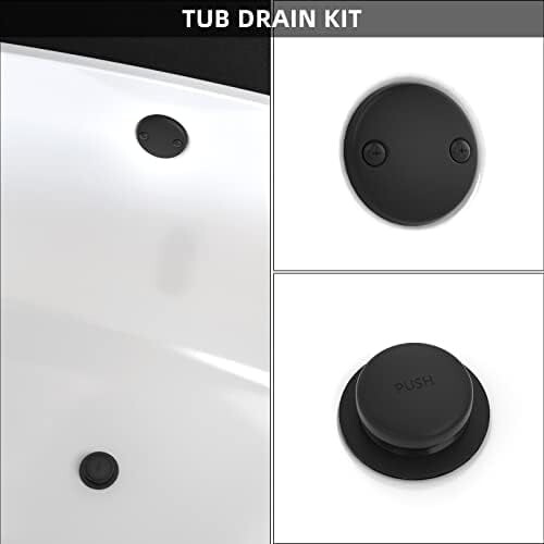 Matte Black Bathtub Drain and Overflow Kit Universal Metal 1