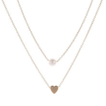 (Gold) Pearl Heart Pendant Necklace for Women