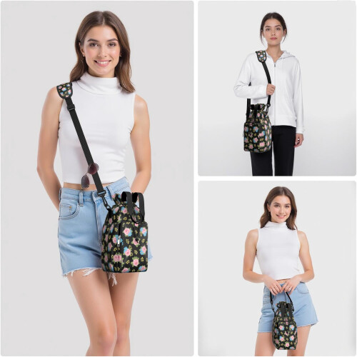 Μονωμένη τσάντα μπουκαλιών νερού crossbody – 40oz, με floral σχέδιο 1