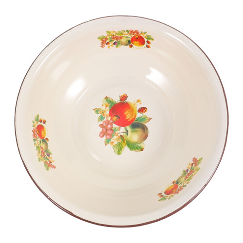 Tigela de esmalte TOYMYTOY, bacia esmaltada bege, utensílios de cozinha retrô, conjunto de 11 polegadas. 1