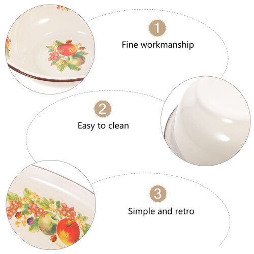 Tigela de esmalte TOYMYTOY, bacia esmaltada bege, utensílios de cozinha retrô, conjunto de 11 polegadas. 2