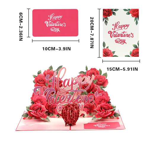 Valentines Day Decorations Card Romantic Rose Dimensional Folding Card. 2