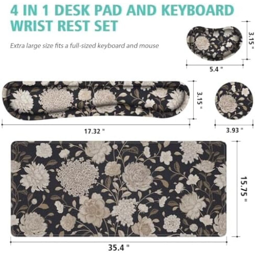 Σετ 4 τεμαχίων Mouse Pad σε σχήμα λουλουδιού με υποστήριξη καρπού, αντιολισθητικό 1