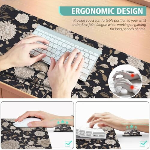 Σετ 4 τεμαχίων Mouse Pad σε σχήμα λουλουδιού με υποστήριξη καρπού, αντιολισθητικό 2