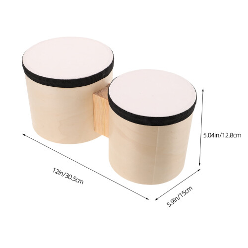 Beige Wooden Bongos Beginner-Friendly Sound Set 1