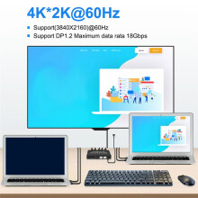 DP KVM 2 Port 8K@30Hz Displayport1.2 2 in 1 Out mit 3 USB2.0 für 2 PC Laptop Share Tastatur Maus