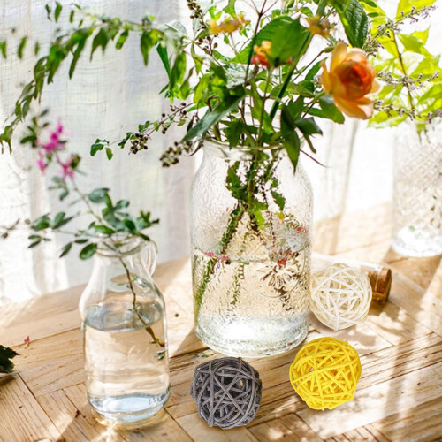 Bola de Vime, 24 PeçAs, Bolas Decorativas de 2 Polegadas, Orbes, Vaso, Enchimentos de Tigela 2