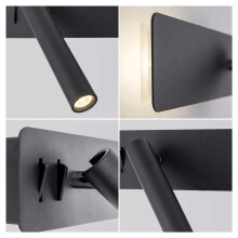 Lampe de Lecture Murale LED pour Chambre D'HĂ´tel, Lampe de Chevet Minimaliste Rotative, Applique Murale 3W, Luminaire B