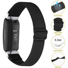 Watch Bands for Inspire 2/ Inspire HR, Elastic Adjustable Soft Strap Wristbands Replacement Bands(Black)