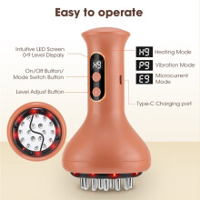 Electric Meridian Brush Cupping Massager Microcurrent Hot Compress Scraping Lymphatic Drainage Machine Fat Burner