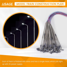 50 Piezas 1: 150 Modelo Luz de Calle Ferrocarril Tren LáMpara LED JardíN Paisaje Luz Exterior Patio Luz DIY Juego de Caja de