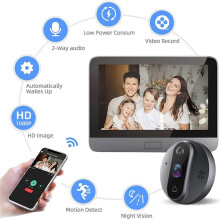 Tuya 1080P WiFi Door Bell Eye Peephole Camera 5000MAh Audio 4.3Inch PIR FHD Infrared for Alexa