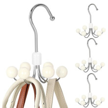 4pcs Multipurpose Closet Hooks 4-Pack, 360 Swivel, Wood Balls, for Scarves, Handbags, Hoodies CT57W