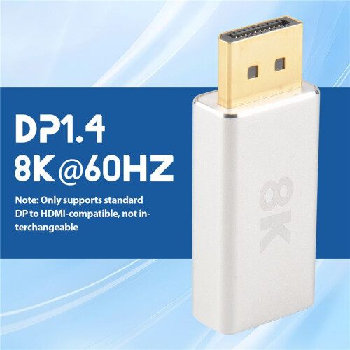 Active Standard DP1.4 to -Compatible 2.1 Adapter, Dp to -Compatible Cable Converter, Support 8K@60Hz 1