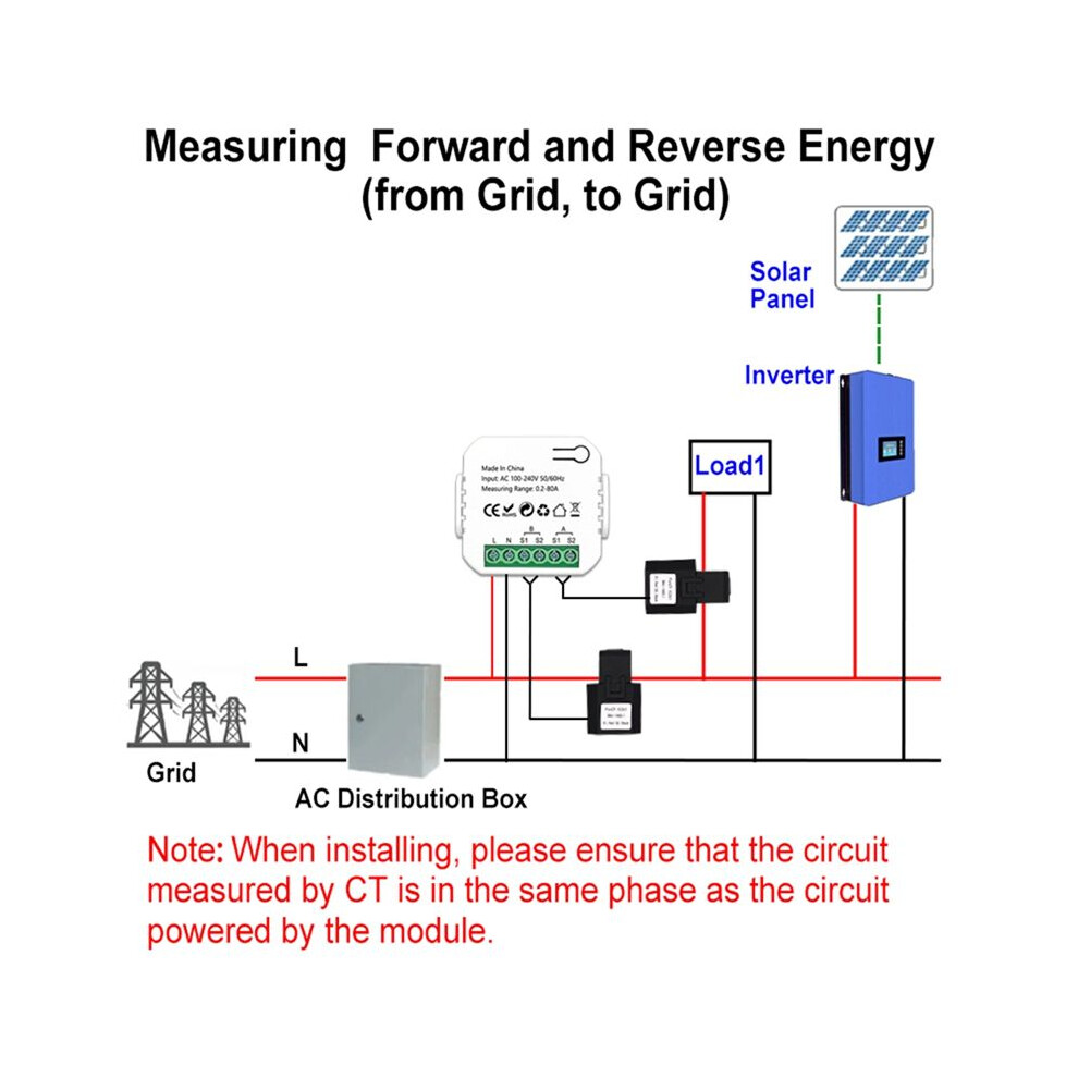 Tuya 2 Way Wifi Meter Bidirection With Clamp App Monitor Solar Produced And Consumed Power Ac110v 240V(1Ct) 6033970397423