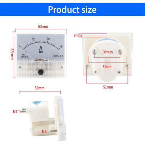 85C1- 30A  Voltmeter Pointer  Analog Ammeter Panel Meter 2