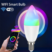 Tuya E14 Bulb Dimmable Five-Way Spiral Candle Bulb WiFi RGB Bulb Remote Control and Voice Control 5W
