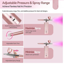 Kit de Aerógrafo Superestable: Aerógrafo de Precisión de 25 PSI para Uñas, Recargable, de Modo Dual, con Boquilla de 0,3 mm
