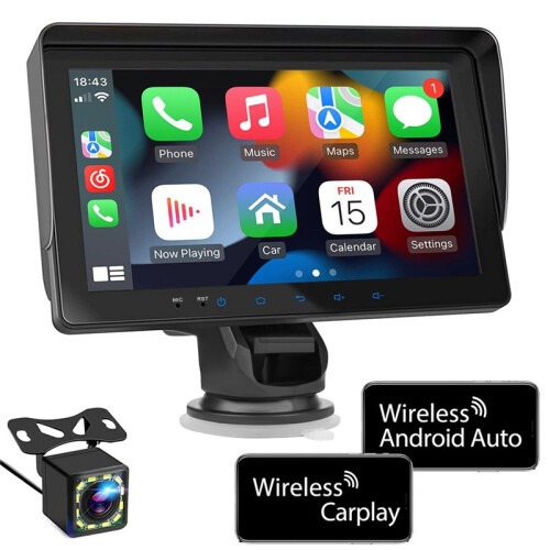 Wireless Carplay Android Auto, Portable Touch Screen Automatic Multimedia Player, Car Stereo with Mirror Link/ 1