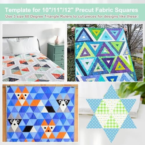3pcs 60 Acrylic Triangle Rulers (8"/9"/10") for Quilting, Sewing, Patchwork – Clear Template Set 2