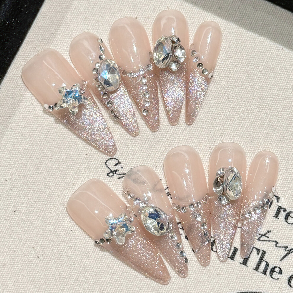 Reach-Tools (Xs) Natural Unbreakable Cat Eye Press-On Nails For Work & Party
