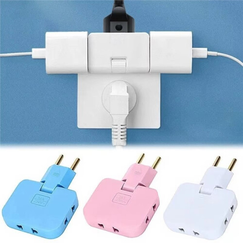 EU Plug 180 Degree Rotatable Converter 3-1 EU to US Extension Plug Multi-Plug Wireless Outlet Adapter Socket 1
