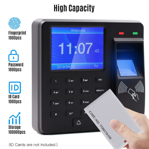 Access Control Attendance Machine Fingerprint/Password/ID Card Identification with 2.4-Inch Screen Employee Recorder 1