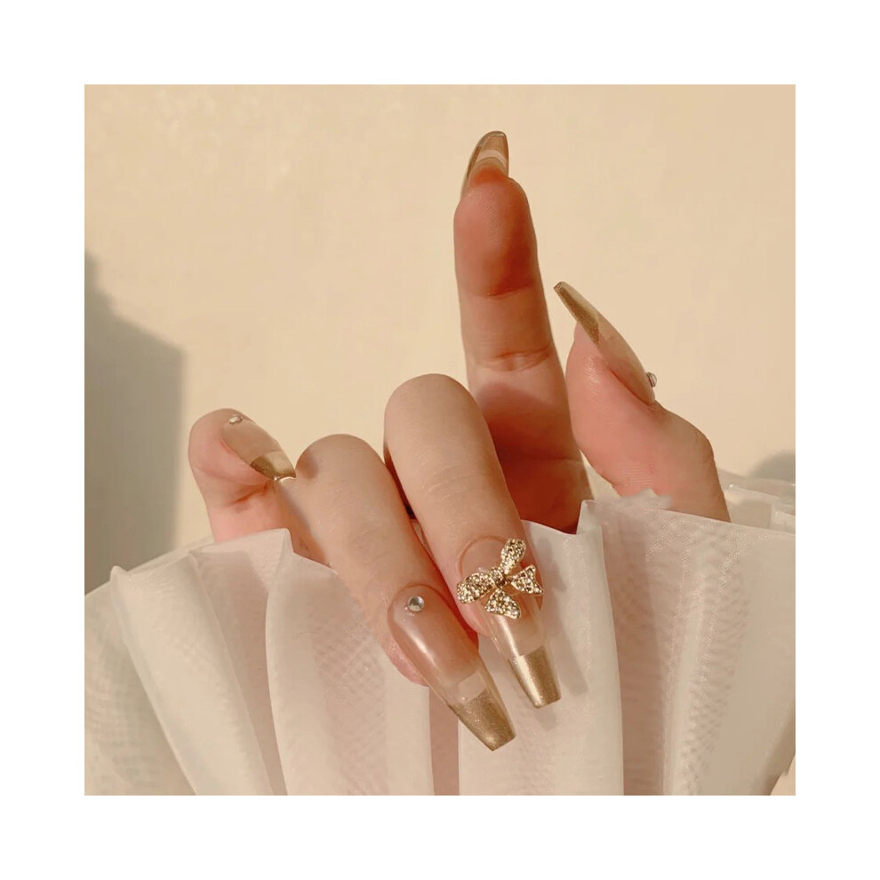 Dachuang Beauty Gold 24Pcs Bow Fake Nails With Glue