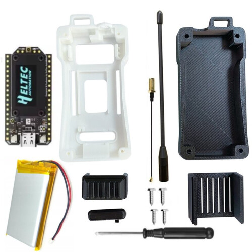 Heltec V4 Meshtastic WiFi LoRa 32 Dev-Board Case Set with 3000mAh Battery Soft Antenna ESP32 SX1262 Solar Powered BLE A 1