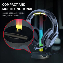 RGB Gaming Headset Stand Desktop Ambient Lighting Ergonomic Headphone Stand Earphone Hanger for PC Gamers White