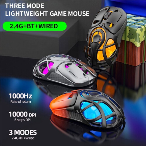 Wireless Mouse Tri-Mode BT/2.4G/Wired 10000 DPI 1000Hz Universal Gaming Mouse for Android IOS PC Laptop B 2