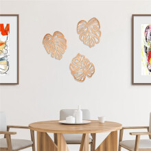 Leaves Wood Wall Decor , 3Pcs Tropical Wall Art Jungle Decor, Wooden Natural Leaves Plant Wall Decor Wood