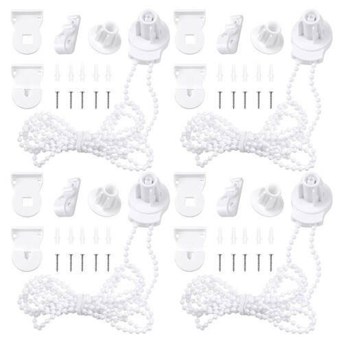 4X Roller Blind Fittings Kit, Roller Blinds Brackets with Beaded Chain, Curtain Roller Accessories for Windows