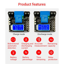 ZK-J30 Coulomb Meter Display Battery Test Lithium Battery Protection Against Bidirectional Current 30A