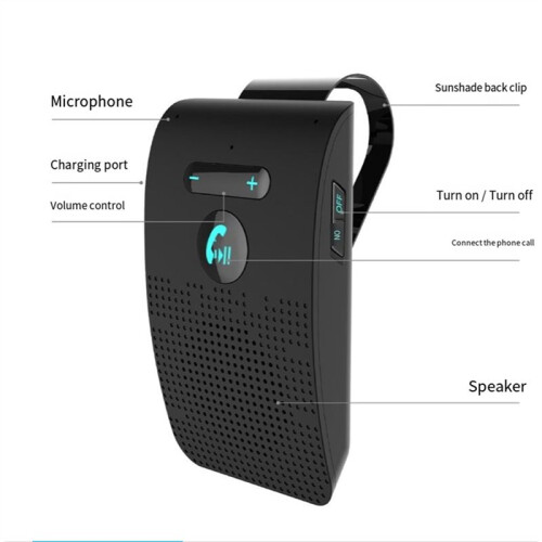 Wireless Speakerphone Multi-Point Multipoint Connection Hands-Free BT Speaker Compatible Handsfree Car Kit Sun Visor 2