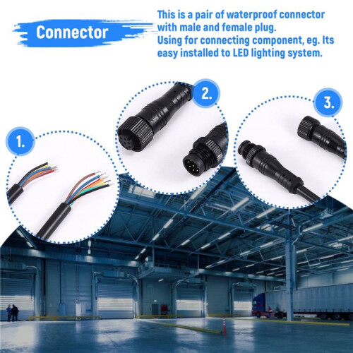 8 Pin M/F Plug Waterproof Connector Cable Black 1
