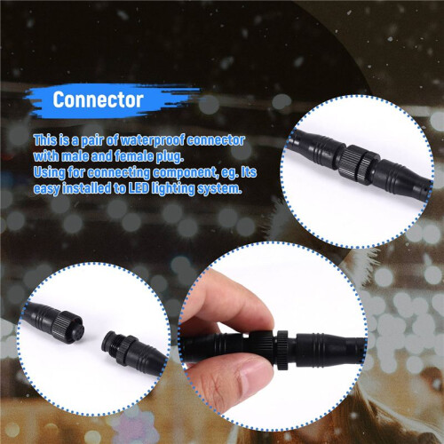 8 Pin M/F Plug Waterproof Connector Cable Black 2