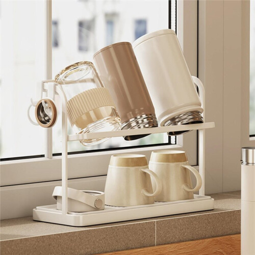 Home Desktop Double-Layer Cup Holder, Upside-Down Drain Rack for Tea Sets, Teacups, and Water Cups. 2