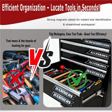 12 Pack of Magnetic Tool Box Labels,Reusable Tags,General Tool Box Organize Accessories for Steel Toolboxes,Drawers