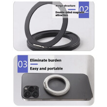 För Magnetisk Telefonhållare - Bärbar Handsfree Dubbelsidig Magnet Universal Aluminiumlegering Roterande Ringfäste