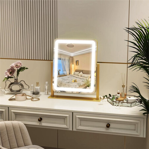 Makeup Vanity Mirror with Lights Large LED Lighted Mirror, MakeUp Mirror with Lighting for Bedroom Tabletop,  Touch 1
