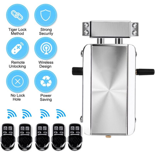 Remote Control Electronic Intelligent Door Lock, Electronic Anti-Theft  Hidden Door Lock,with 5 Remote Control 2