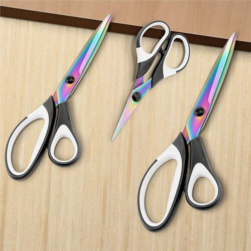 3Pcs - Tailor Scissors,Stainless Blades Shears Rubber Soft Grip Handle, Multi-Purpose Fabric Scissors 1