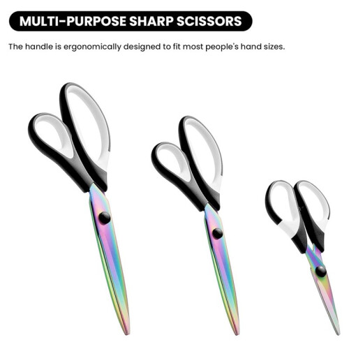 3Pcs - Tailor Scissors,Stainless Blades Shears Rubber Soft Grip Handle, Multi-Purpose Fabric Scissors 2
