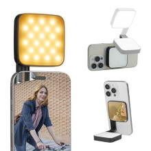 Lampe Selfie Magnétique M42, Éclairage LED Portable 2500-6500K avec Miroir pour Maquillage en Direct et Vlogs