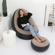 Aufblasbarer Oceanside-Sessel, Tragbarer Liegestuhl mit Fußhocker, Faltbare, Beflockte, Aufblasbare Couch für Camping im Freien