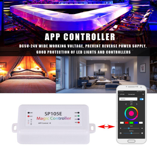 SP105E Wireless  Controller APP WS2811 WS2812B WS2801 SK6812 APA102 Individually Addressable Programmable LED Strip Pixel Module Panel Light 2