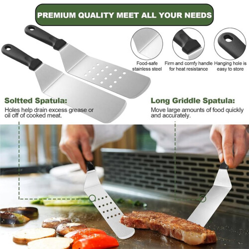 35PCS Griddle Accessories Kit, Flat Top Grill Accessories Set, Grill Spatula Set with Spatulas, Basting Cover, Scraper 2