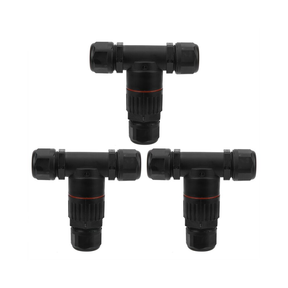 3Pcs Ip68 Waterproof Connector Electrical Cable 3 Way T Shape Outdoor Industrial Wire Middle Waterproof Connector 4713038406190